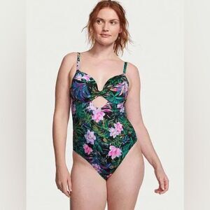 NWOT Victoria's Secret Twist Removable Push-Up One-Piece Swimsuit Floral Small